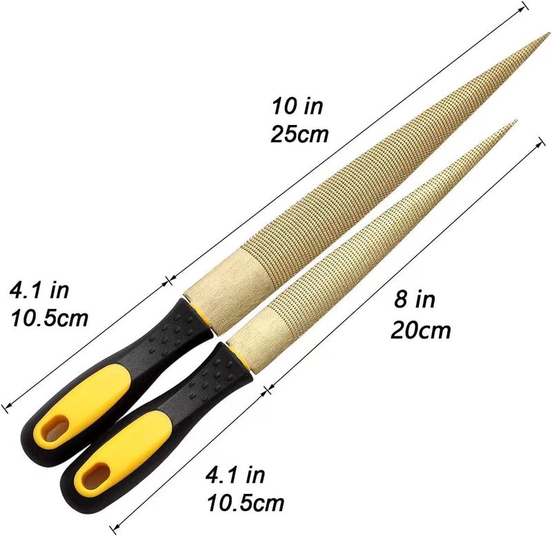 NKTM Wood File, Needle File Set Wood Files for Wood Working Wood Rasp Files Tools Golden Tapered Wood Rasp with Rubber Handle in Gift Bag for Carving 2 Pack (8,10 inch) - Image 4